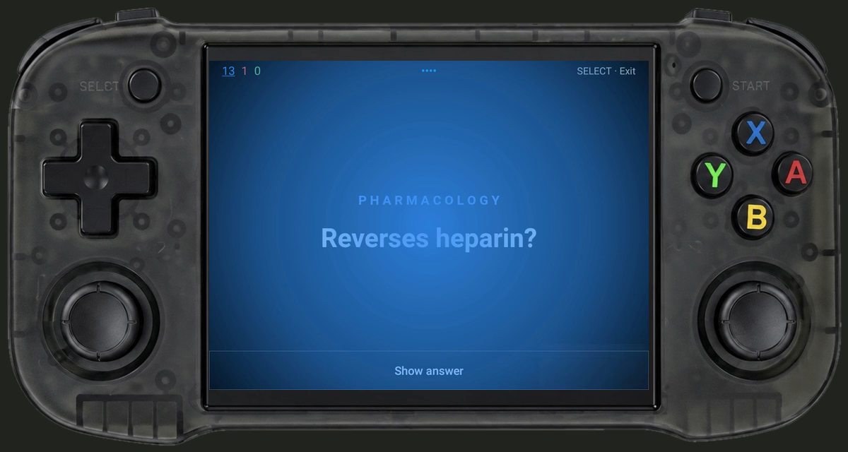 Ankiboy grading pharmacology cards; each grade flashes the screen in its button colour